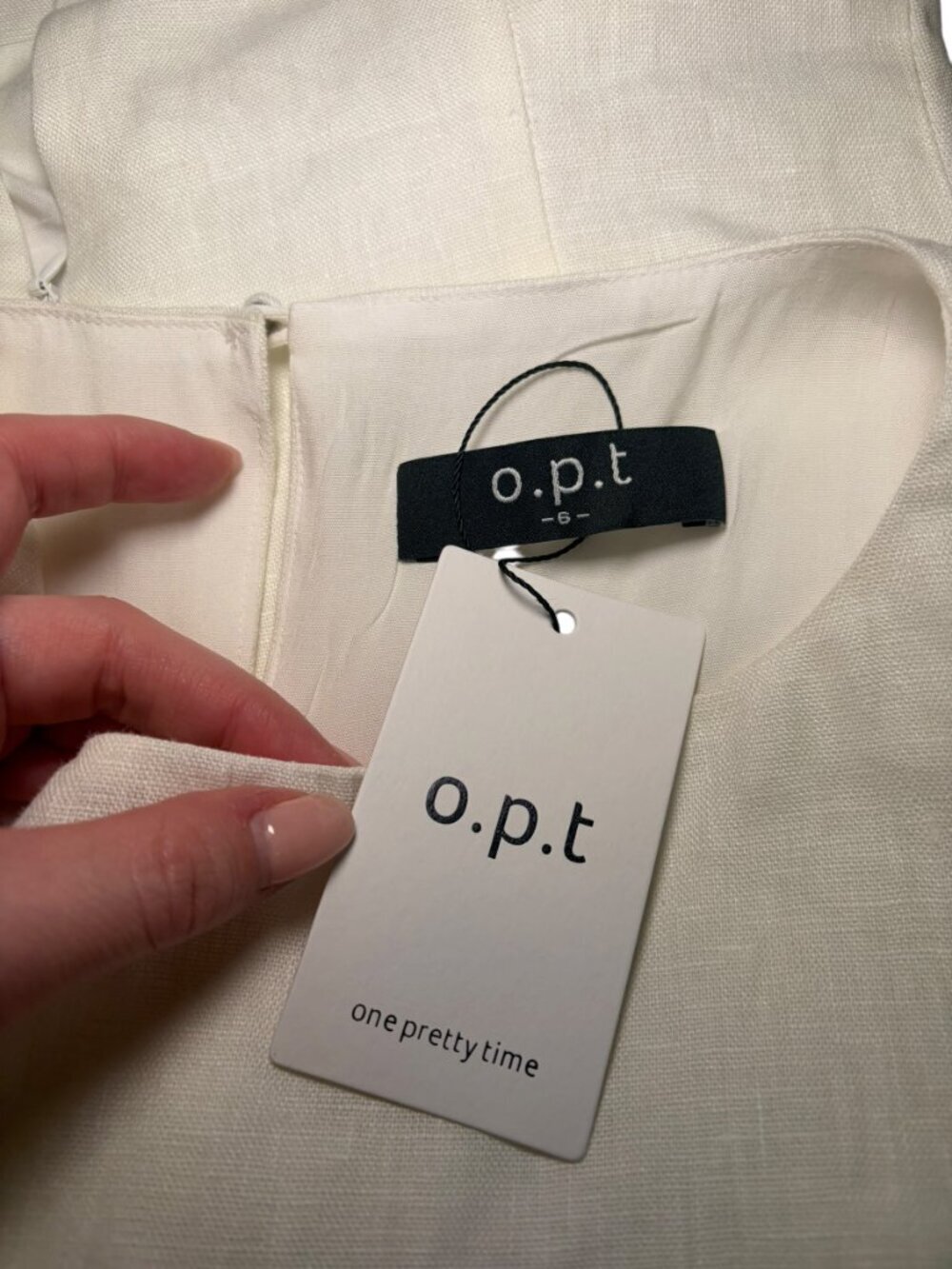 o.p.t White Linen Peplum Tank Top Size 6 NWT Sleeveless Blouse - Picture 5 of 6